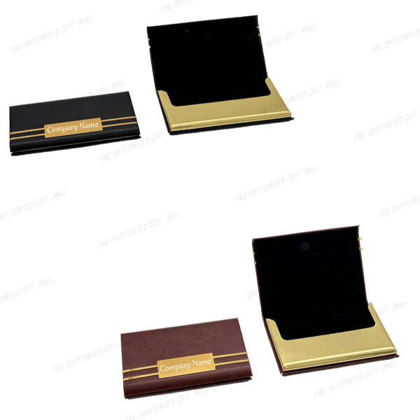 Leather Card Holder with Golden Plate – Customized with Company Name and Logo