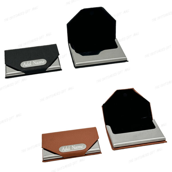 Premium Leather Card Holder – Personalized with Individual Name (Available in Black & Light Brown)