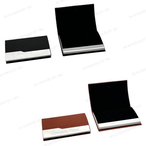 Classic Dotted Design Leather Card Holder with Company Branding Name