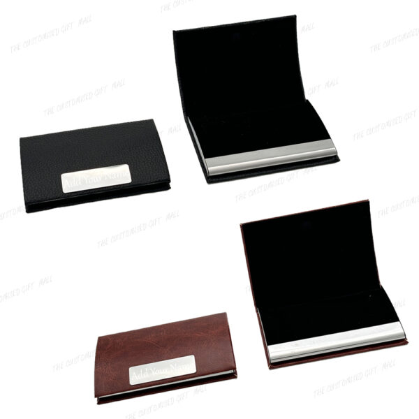 A Timeless Blend of Elegance and Utility - Premium Leather Card Holder with Custom Company Logo & Name