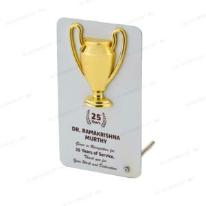 Golden Cup on Silver-Plated Sheet Metal – 6.5 Inch