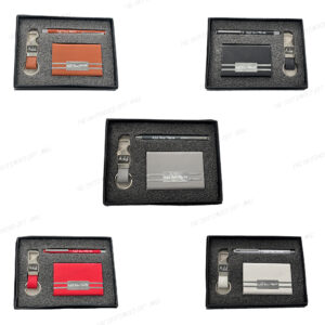 All-in-One Gift Set – Sleek Card Holder, Writing Pen & Multi-Tool Keychain