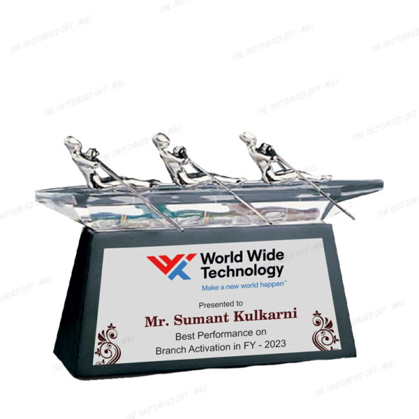 Rowing Team in Unison - Inspirational Teamwork Trophy 4" Inch
