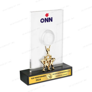Rising Through Support - Three Golden Figures Form A Human Pyramid, Lifting One Achiever To The Top