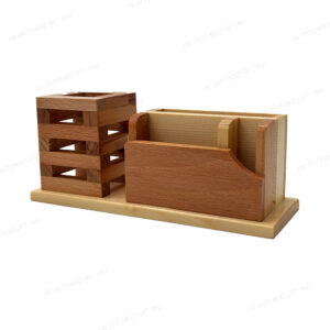 A Perfect Desk Organizer for Style and Functionality - Handcrafted Dual-Tone Wooden Pen Stand