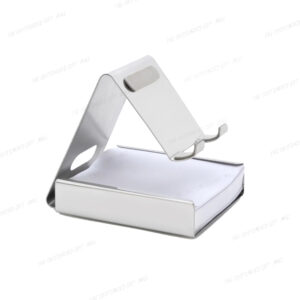 Company Branding Metal Mobile Stand with Pad – Silver Mirror Finish