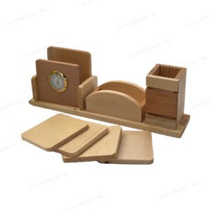 A Perfect Blend of Utility and Elegance - Premium Wooden Multipurpose Pen Stand with Clock, Mobile Holder & Organizer
